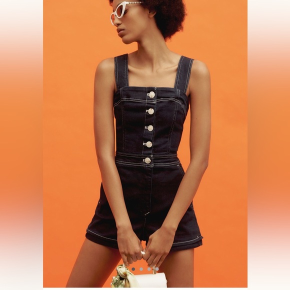 Anthropologie Pants - Maeve denim button front romper